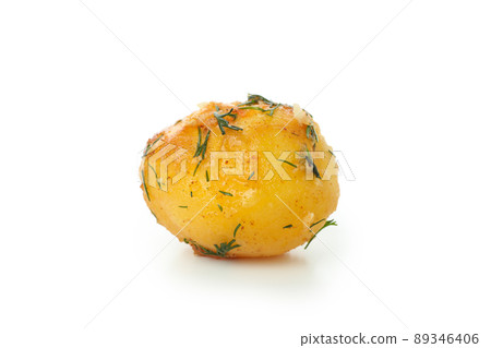 Tasty baked potato isolated on white background 89346406