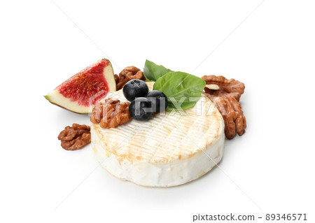 Concept of tasty food with grilled camembert isolated on white background Concept of tasty food with grilled camembert isolated on white background 89346571