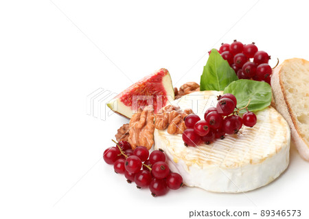 Concept of tasty food with grilled camembert isolated on white background Concept of tasty food with grilled camembert isolated on white background 89346573