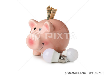 Electricity saving concept isolated on white background Electricity saving concept isolated on white background 89346749