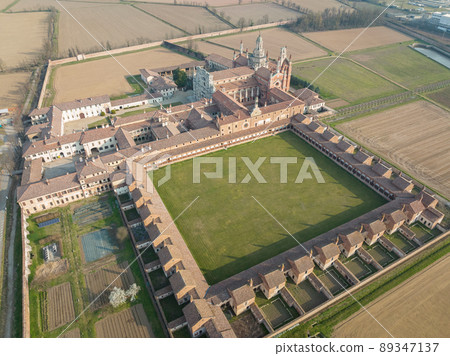 Amazing shot of Certosa di Pavia at morning 89347137