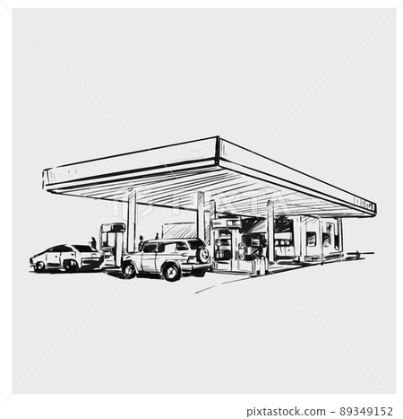 Sketch of gas station  89349152