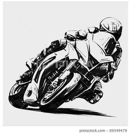 Sketch of motorcycle racing Sketch of motorcycle racing 89349479