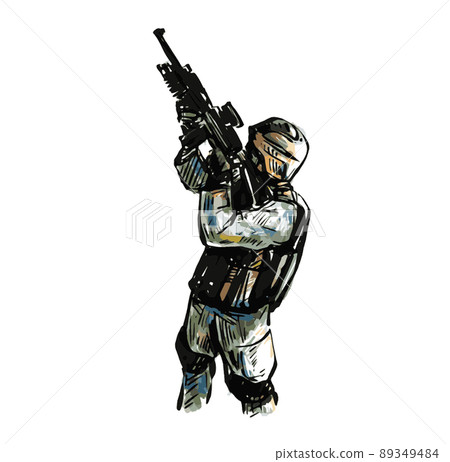 Sketch of soldier at battlefield Sketch of soldier at battlefield 89349484