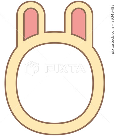 Rabbit face frame illustration (with lines) [white] 89349485
