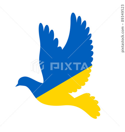 Ukraine national flag in peace dove form, peace for Ukraine concept, vector illustration Ukraine national flag in peace dove form, peace for Ukraine concept, vector illustration 89349523