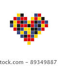 Multi-colored vector heart from mosaic pixel parts 89349887