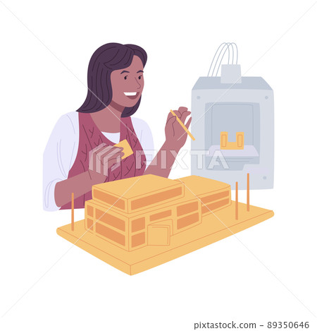 3D printing in architecture isolated cartoon vector illustrations. 89350646