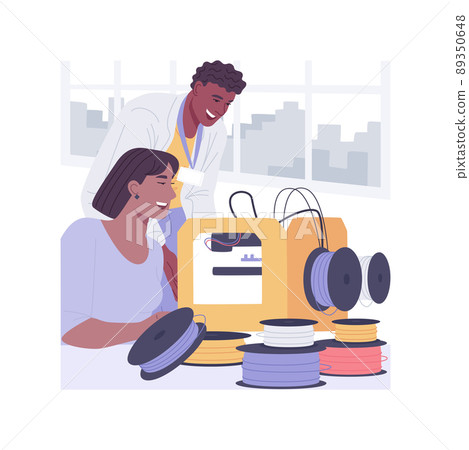 3D object printing isolated cartoon vector illustrations. 3D object printing isolated cartoon vector illustrations. 89350648