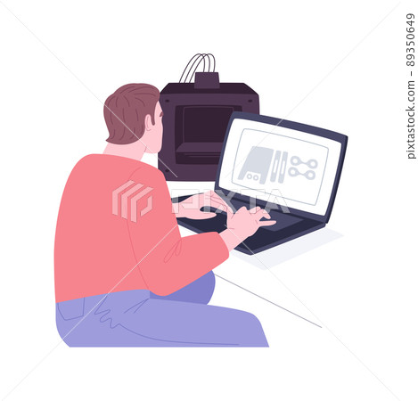 3D printing slicing app isolated cartoon vector illustrations. 3D printing slicing app isolated cartoon vector illustrations. 89350649
