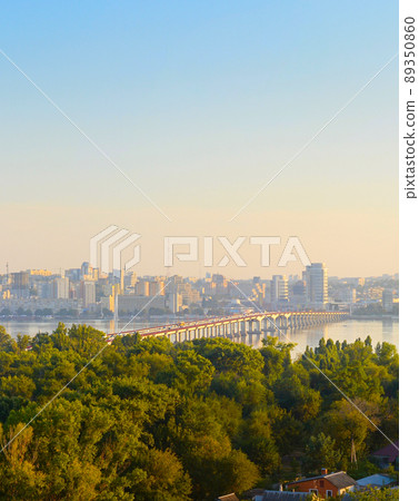 Panorama Dnipro city sunset. Ukraine 89350860