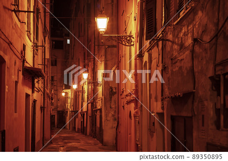 Night street lanterns Sanremo Italy 89350895