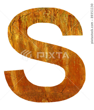 Cracked rusty coarse letter isolated on white background. 89351130