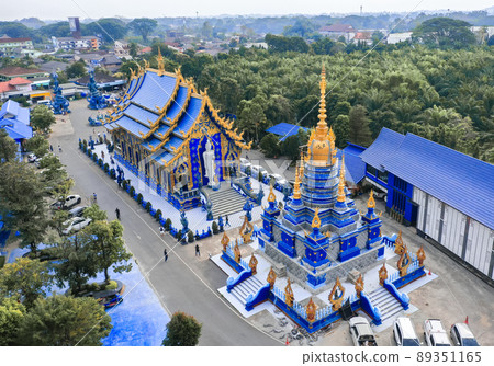 Aerial view of Wat Rong Suea Ten, the Blue Temple, in Chiang Rai, Thailand Aerial view of Wat Rong Suea Ten, the Blue Temple, in Chiang Rai, Thailand 89351165