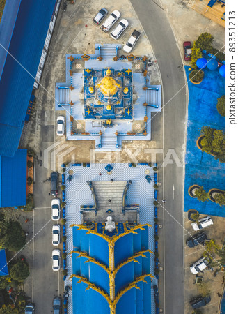 Aerial view of Wat Rong Suea Ten, the Blue Temple, in Chiang Rai, Thailand Aerial view of Wat Rong Suea Ten, the Blue Temple, in Chiang Rai, Thailand 89351213