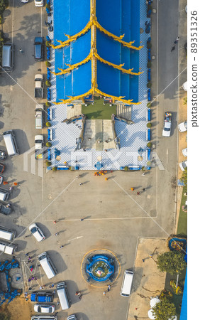 Aerial view of Wat Rong Suea Ten, the Blue Temple, in Chiang Rai, Thailand 89351326