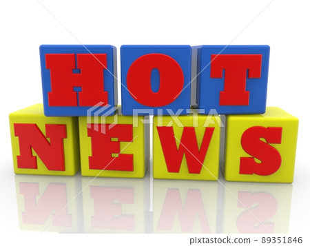 HOT NEWS concept on toy blocks in the national colors of Ukraine 89351846