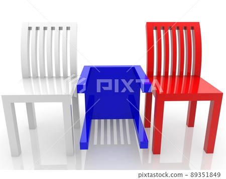 An abstract concept with three chairs in the national colors of Russia 89351849