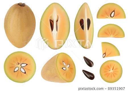 Sapodilla isolated on white background with clipping path and full depth of field. Top view. Flat lay 89351907