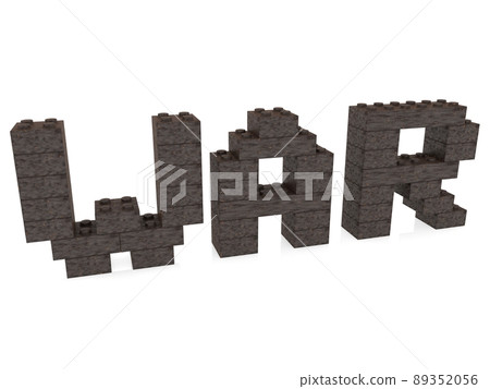 WAR concept made of rusted metal bricks 89352056