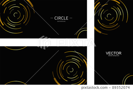 Set Vector dark abstract background. Dark background with golden circle lines. Set Vector dark abstract background. Dark background with golden circle lines. 89352074