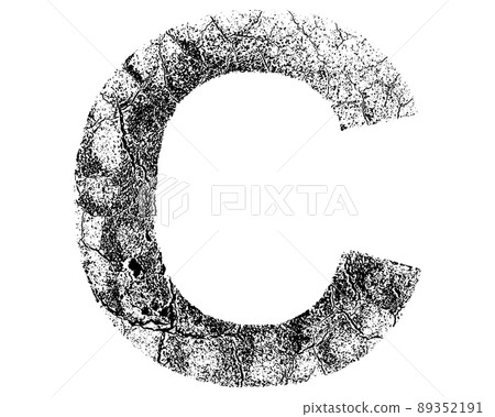 Decorative letter with cracked surface texture isolated on white background. 89352191