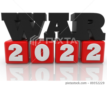 WAR 2022 concept on red toy blocks 89352229