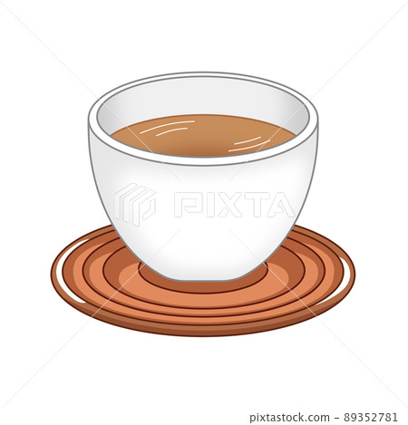 Brown tea in a wooden cup and a white teacup Brown tea in a wooden cup and a white teacup 89352781