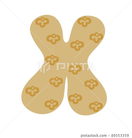 Letter X of English alphabet, doodle style decorated with simple abstract pattern vector illustration, cute funny decorative handwriting abc, handwritten font letters, lettering 89353359