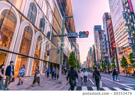 Tokyo cityscape of Japan May GW. Golden Week with no restrictions on activities for the first time in 3 years. Ginza is Hokoten = May 3 89353479