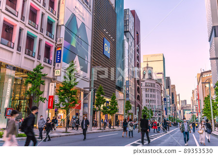 Tokyo cityscape of Japan May GW. Golden Week with no restrictions on activities for the first time in 3 years. Ginza is Hokoten = May 3 89353530