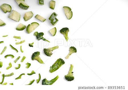 Handmade frozen semi-finished vegetable preparation. Chopped vegetables for quick cooking. The vegan diet Handmade frozen semi-finished vegetable preparation. Chopped vegetables for quick cooking. The vegan diet 89353651