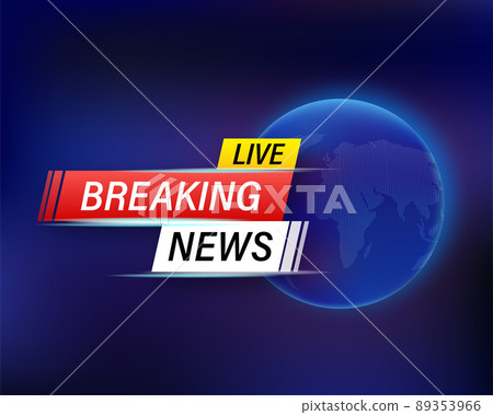 Blue breaking news on dark blue background. Illustration, vector. News concept 89353966