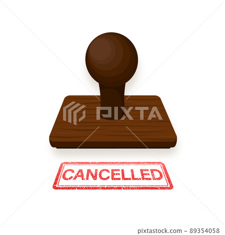 Grunge textured. Banner with red cancelled stamp on transparent background. Red background 89354058