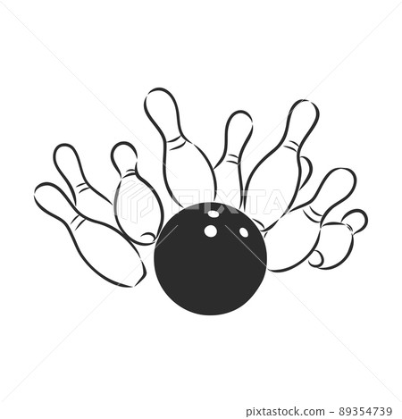 Bowling skittles and ball sketch vector illustration 89354739