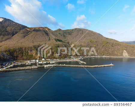 Aerial view of Todohokke fishing port in Todohokke, Hakodate, Hokkaido in spring 89356467