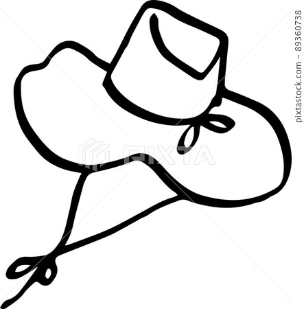 Vector material of handwritten line drawing illustration of straw hat (background transparent) 89360738