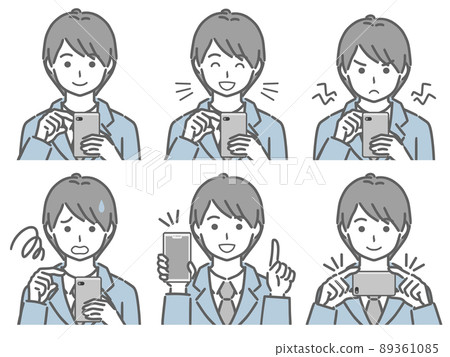 穿著西裝操作智能手機的年輕人 89361085