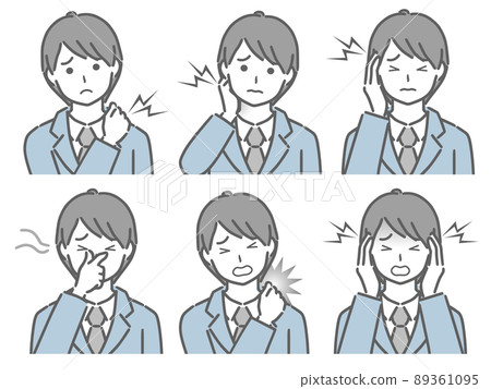 A young man in a suit that hurts various parts 89361095
