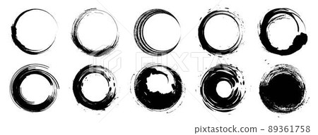 畫筆劃筆圓形矢量插圖集 畫筆劃筆圓形矢量插圖集 89361758