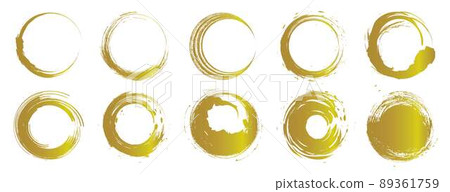 Gold brush brush circular vector illustration set - Stock Illustration ...