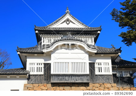 [岡山縣]碧山松山城在晴朗的天空下 89362690