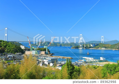 [愛媛縣]晴空下的來島海峽大橋（島波海道） 89362998