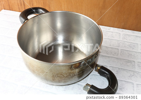 Old pot with a broken handle Old pot with a broken handle 89364301