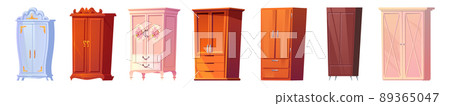 Cartoon cupboards set, wooden wardrobe collection Cartoon cupboards set, wooden wardrobe collection 89365047