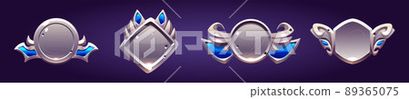 Game Level Silver Badges, Metallic Ui Icons Set - Stock Illustration ...