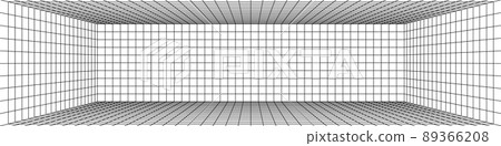 3D digital one point perspective grid room 3D digital one point perspective grid room 89366208