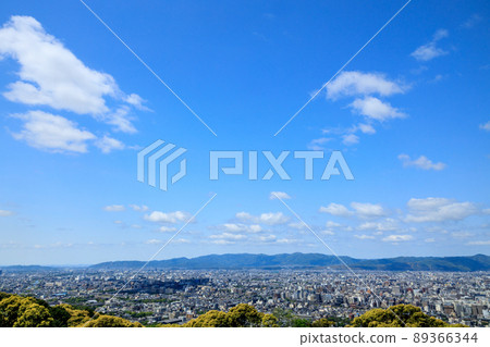 Buildings in Kyoto City and Osaka seen from the summit of Mt. Higashiyama, Kyoto Buildings in Kyoto City and Osaka seen from the summit of Mt. Higashiyama, Kyoto 89366344