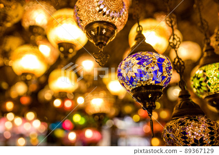 Turkish glass mosaic lamp in grand bazaar vintage Turkish glass mosaic lamp in grand bazaar vintage 89367129