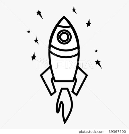 Rocket vector icon, flame, sky, flat, vehicle, art, cosmos, emblem 89367300
